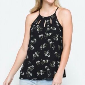 Papermoon Floral Black Halter Top